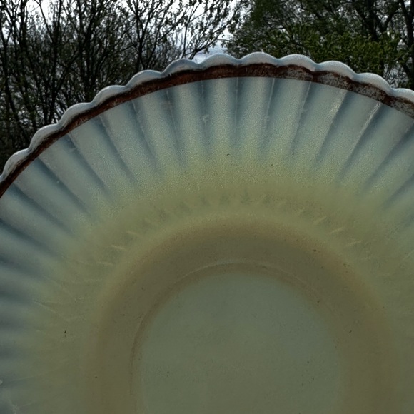 Antique Petalware Monax Gold Trim Saucers Set of 3 Vintage Macbeth Evan’s - Picture 4 of 7